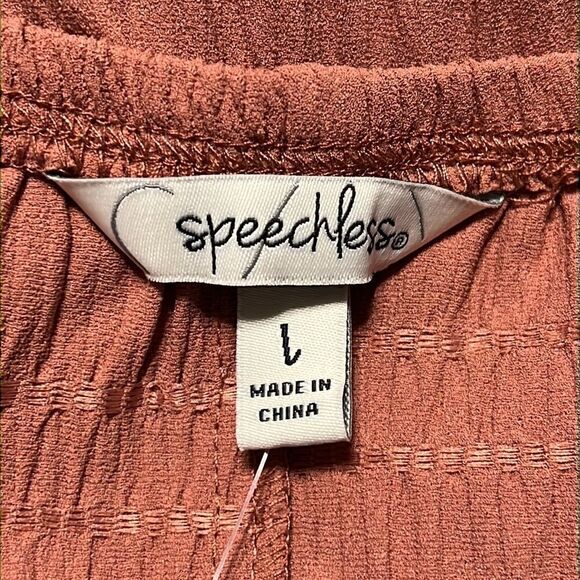 Sundress Junior’s Size Large Speechless Tie Shoulder Puckered Knit Mauve NEW - Picture 7 of 9